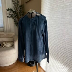 Navy Long Sleeve Henley Shirt